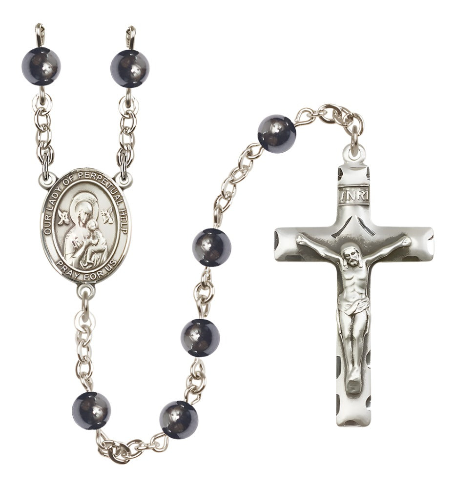 Bliss Catholic Our Lady of Perpetual Help 6mm Hematite Rosary