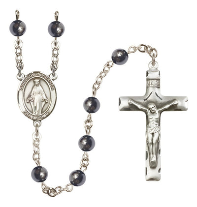 Silver Plated 6mm Hematite Our Lady of Lebanon Rosary, Bliss Manufacturing