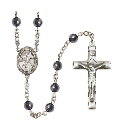 St Bernard of Clairvaux 6mm Hematite Silver-plated Rosary, Bliss Manufacturing