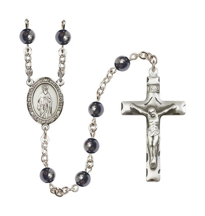 St Bartholomew the Apostle 6mm Hematite Silver-plated Rosary, Bliss Manufacturing