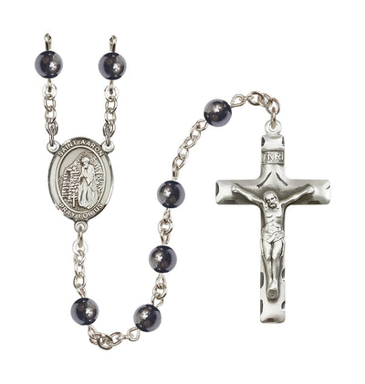 St Aaron 6mm Hematite Silver-plated Rosary, Bliss Manufacturing