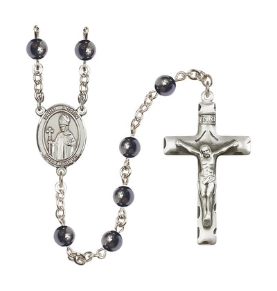 St Austin 6mm Hematite Silver-plated Rosary, Bliss Manufacturing