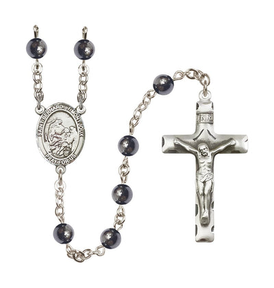 St Bernard of Montjoux 6mm Hematite Silver-plated Rosary, Bliss Manufacturing