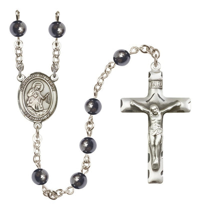 Silver Plated 6mm Hematite Our Lady of Mercy Rosary, Bliss Manufacturing
