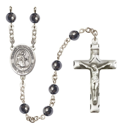 Silver Plated 6mm Hematite Virgen de la Merced Rosary, Bliss Manufacturing
