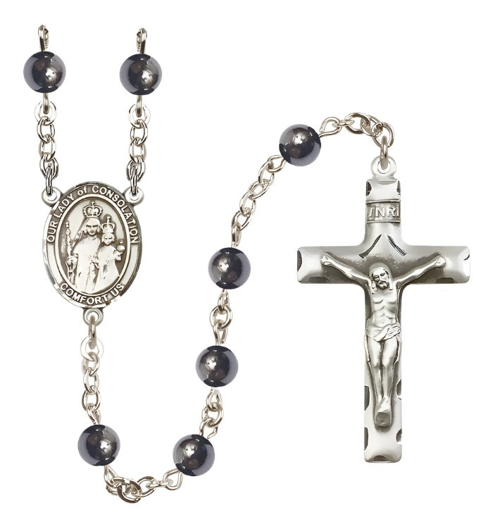 Bliss Catholic Our Lady of Consolation 6mm Hematite Rosary