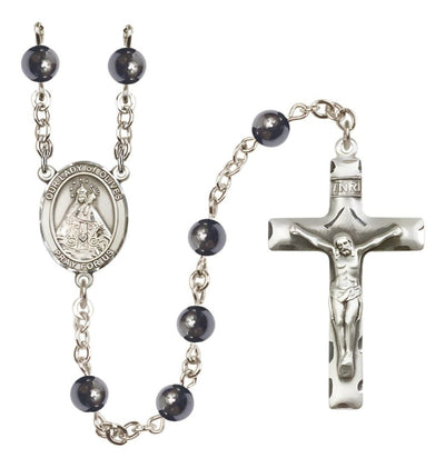 Silver Plated 6mm Hematite Our Lady of Olives Rosary, Bliss Manufacturing