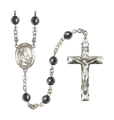 St Amelia 6mm Hematite Silver-plated Rosary, Bliss Manufacturing