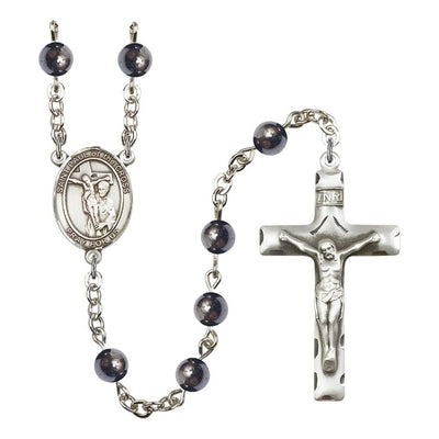 St. Paul of the Cross 6mm Hematite Bead Catholic Rosary with Pewter Centerpiece and Crucifix, Bliss Manufacturing