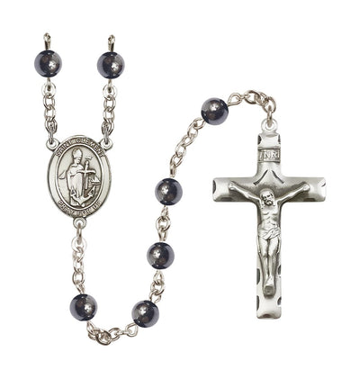 St Clement 6mm Hematite Silver-plated Rosary, Bliss Manufacturing