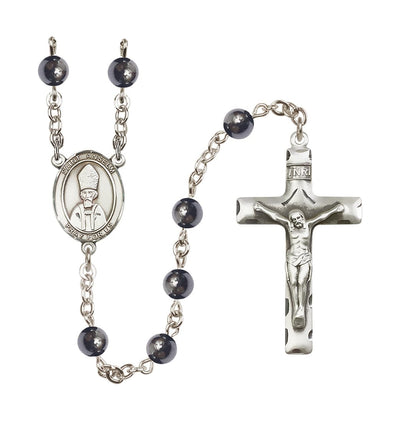 St Anselm of Canterbury 6mm Hematite Silver-plated Rosary, Bliss Manufacturing