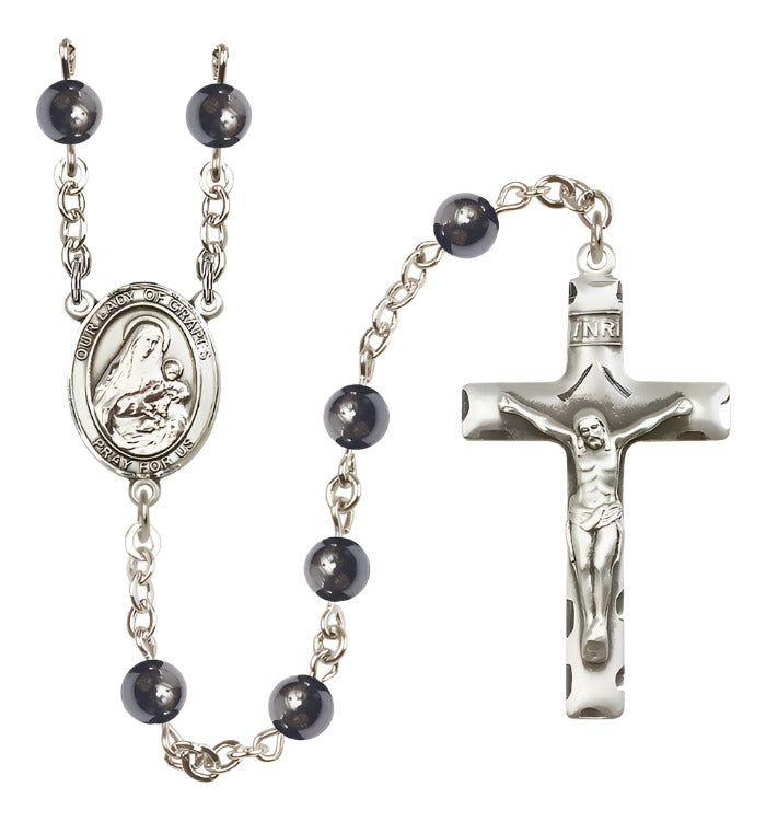 Our Lady of Grapes 6mm Hematite Rosary