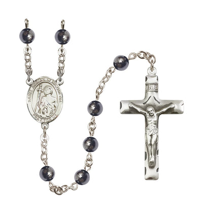 St Adrian of Nicomedia 6mm Hematite Silver-plated Rosary, Bliss Manufacturing