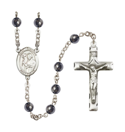 St Dunstan 6mm Hematite Silver-plated Rosary, Bliss Manufacturing