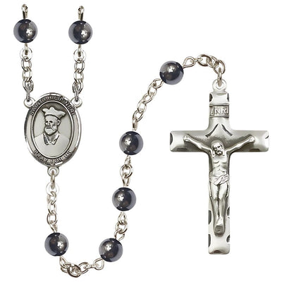 St. Philip Neri 6mm Hematite Bead Rosary with Pewter Centerpiece and Crucifix, Bliss Manufacturing