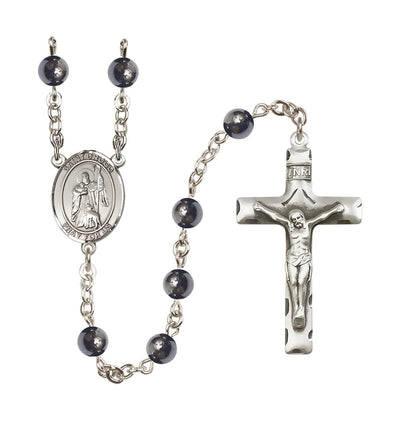 St Drogo 6mm Hematite Silver-plated Rosary, Bliss Manufacturing