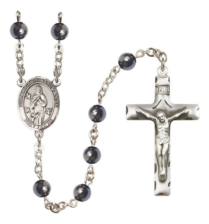 Our Lady of the Assumption 6mm Hematite Rosary