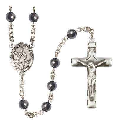 Our Lady of Assumption Silver-plated mm Hematite Bead Rosary, Bliss Manufacturing