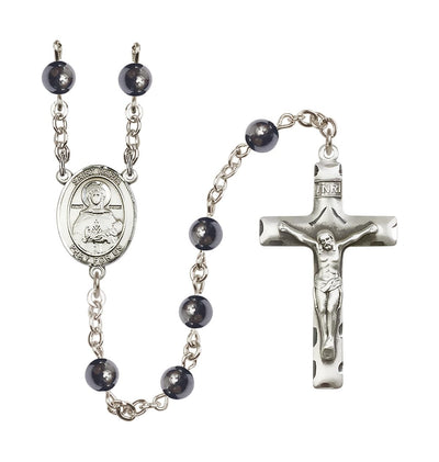 St Daria 6mm Hematite Silver-plated Rosary, Bliss Manufacturing