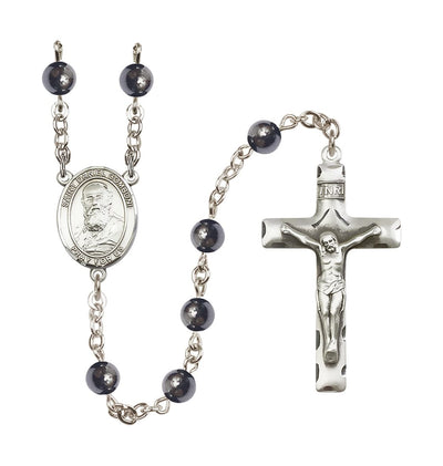 St Daniel Comboni 6mm Hematite Silver-plated Rosary, Bliss Manufacturing