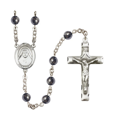 St Alphonsa of India 6mm Hematite Silver-plated Rosary, Bliss Manufacturing