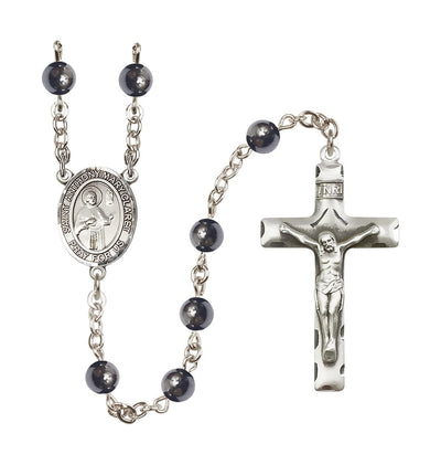 St Anthony Mary Claret 6mm Hematite Silver-plated Rosary, Bliss Manufacturing