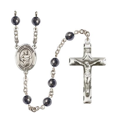 St Dismas 6mm Hematite Silver-plated Rosary, Bliss Manufacturing