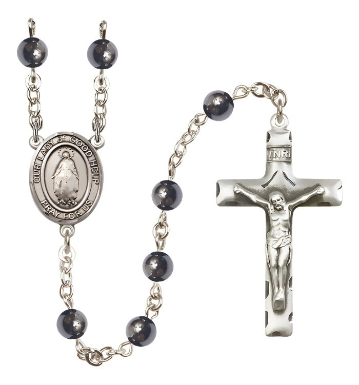 Our Lady of Good Help 6mm Hematite Rosary