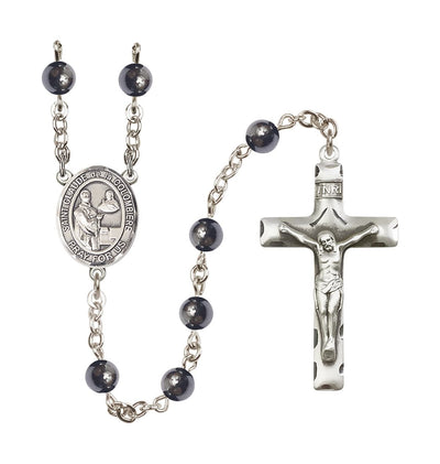St Claude de la Colombiere 6mm Hematite Silver-plated Rosary, Bliss Manufacturing