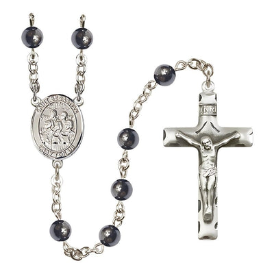 St Sebastian Choir 6mm Hematite Bead Rosary, Bliss Manufacturing