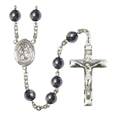 St. John the Baptist 8mm Hematite Silver-plated Rosary, Bliss Manufacturing