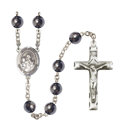 San Jose 8mm Hematite Silver-plated Catholic Rosary, Bliss Manufacturing