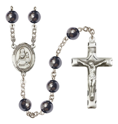 Silver Plated 8mm Hematite Our Lady of Loretto Rosary, Bliss Manufacturing