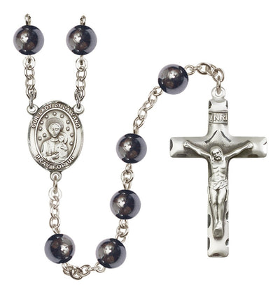 Silver Plated 8mm Hematite Our Lady of la Vang Rosary, Bliss Manufacturing
