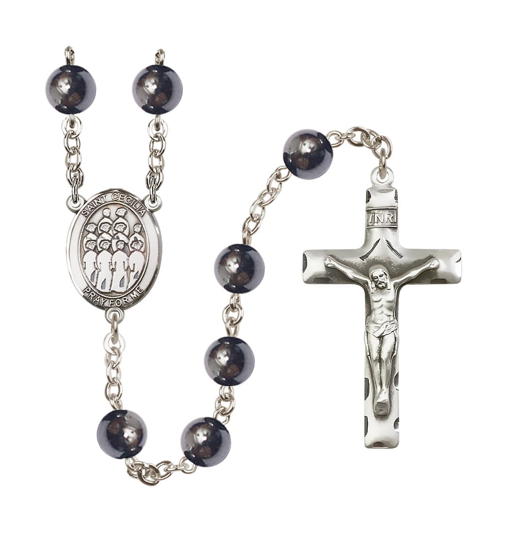 Bliss Manufacturing St Cecilia Choir 8mm Hematite Bead Rosary,