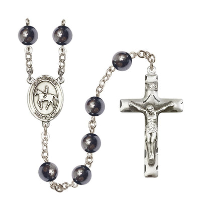 St Kateri Equestrian 8mm Hematite Bead Rosary, Bliss Manufacturing