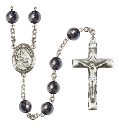 Silver Plated 8mm Hematite Madonna del Ghisallo Rosary, Bliss Manufacturing