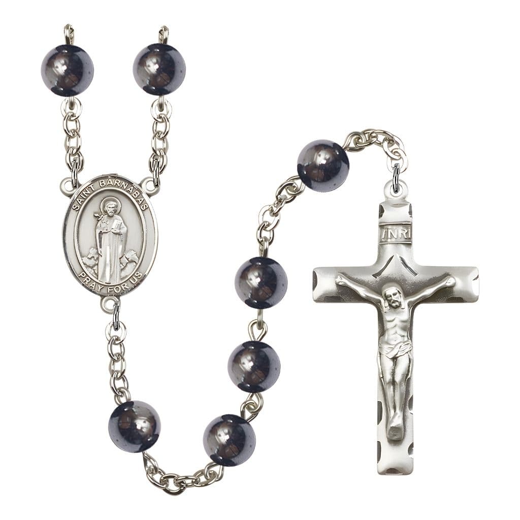 Bliss St. Barnabas 8mm Hematite Silver-plated Rosary