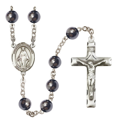Silver Plated 8mm Hematite Our Lady of Lebanon Rosary, Bliss Manufacturing