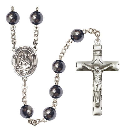 Silver Plated 8mm Hematite Virgen del Carmen Rosary, Bliss Manufacturing