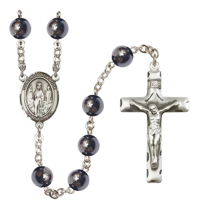 Silver Plated 8mm Hematite Our Lady of Knock Rosary, Bliss Manufacturing