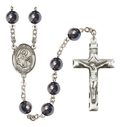 Silver Plated 8mm Hematite Our Lady of Mercy Rosary, Bliss Manufacturing