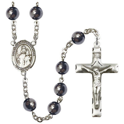 Our Lady of Consolation 8mm Hematite Rosary, Gift Box, Bliss Manufacturing