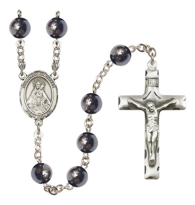 Silver Plated 8mm Hematite Our Lady of Olives Rosary, Bliss Manufacturing