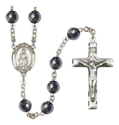Silver Plated 8mm Hematite Our Lady of Victory Rosary, Bliss Manufacturing