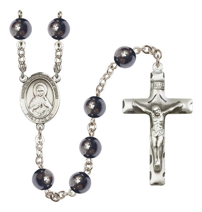Silver Plated 8mm Hematite Immaculate Heart of Mary Rosary, Bliss Manufacturing