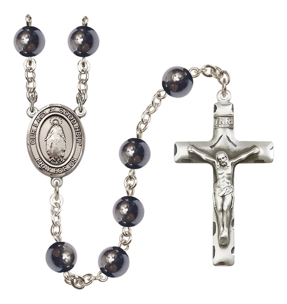 Bliss Catholic Our Lady of Good Help 8mm Hematite Rosary