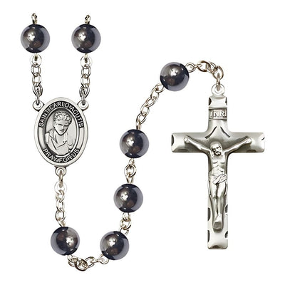 St. Carlo Acutis 8mm Hematite Bead Silver-Plated Rosary, Bliss Manufacturing