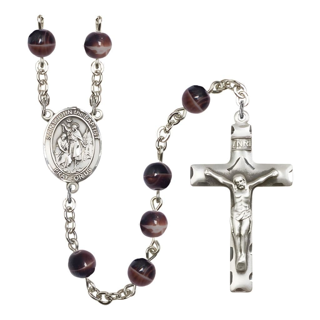 St. John the Baptist 7mm Brown Bead Rosary - Bliss USA