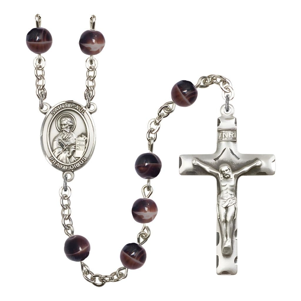 St. Paul the Apostle 7mm Brown Bead Rosary - Bliss USA